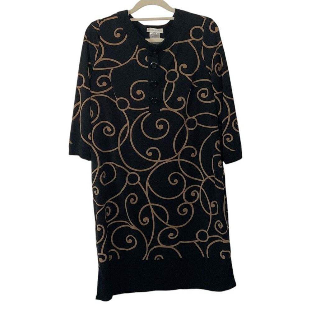 London Times Black & Gold Dress  8 - Picture 2 of 5